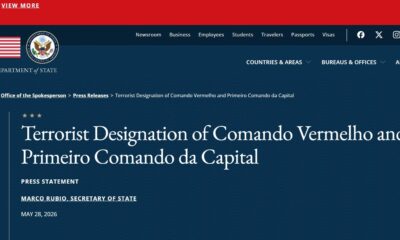 EUA classificam PCC e CV como organizações terroristas a partir de 5 de junho - PCC e CV como terroristas