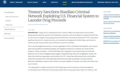 Sanções dos EUA a brasileiros ligados ao PCC geram preocupação no governo brasileiro